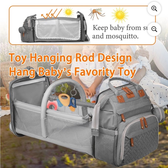 Stylish Gray Baby Bag with Brown Accents - Picture 6 of 6